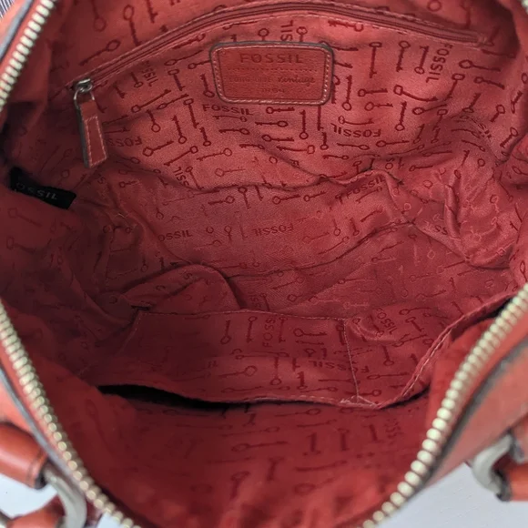 🌼 Fossil Women's Leather Satchel - Burnt Orange - Picture 8 of 10